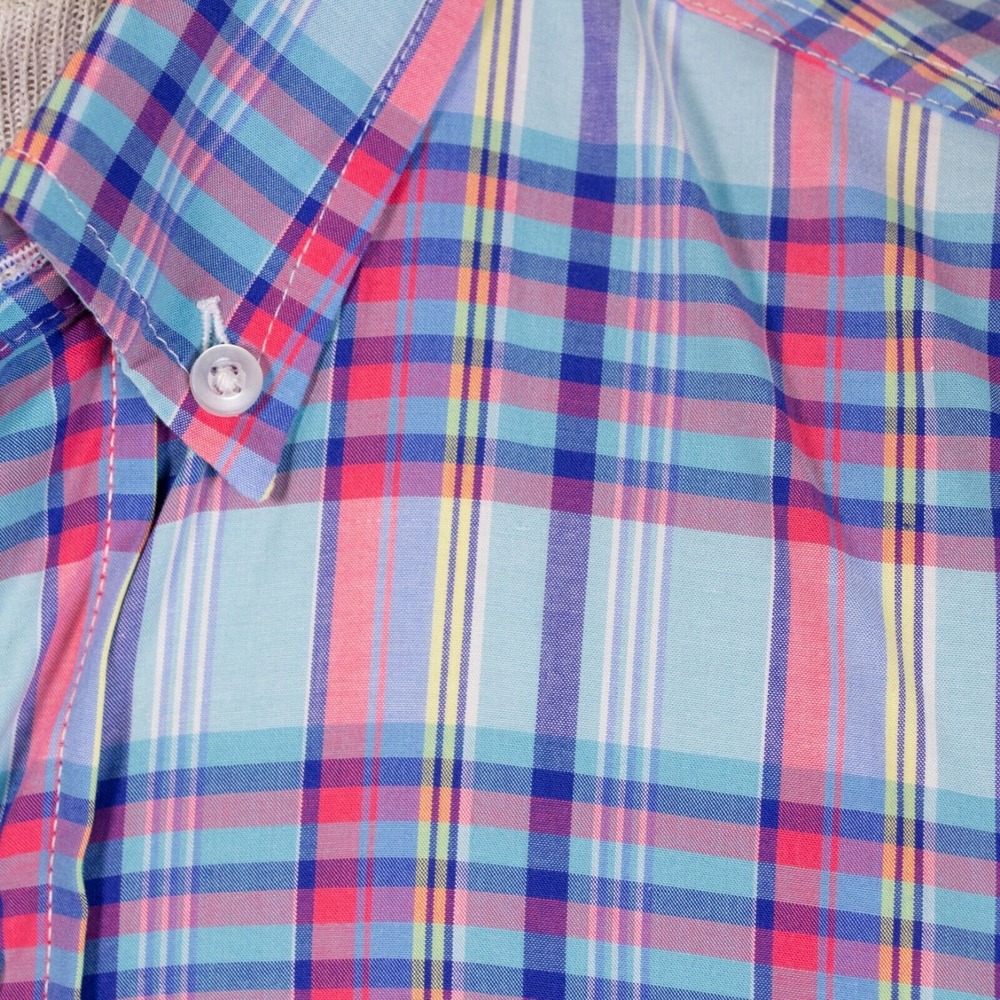 NWT Collared Greens Mens S Teal Blue Plaid LS Button‎ Front Shirt $98 MSRP - Picture 4 of 10